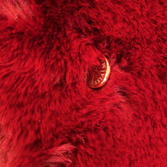 Alessia Massimo Red Faux Fur Pull Thru Scarf NEW - Picture 4 of 6